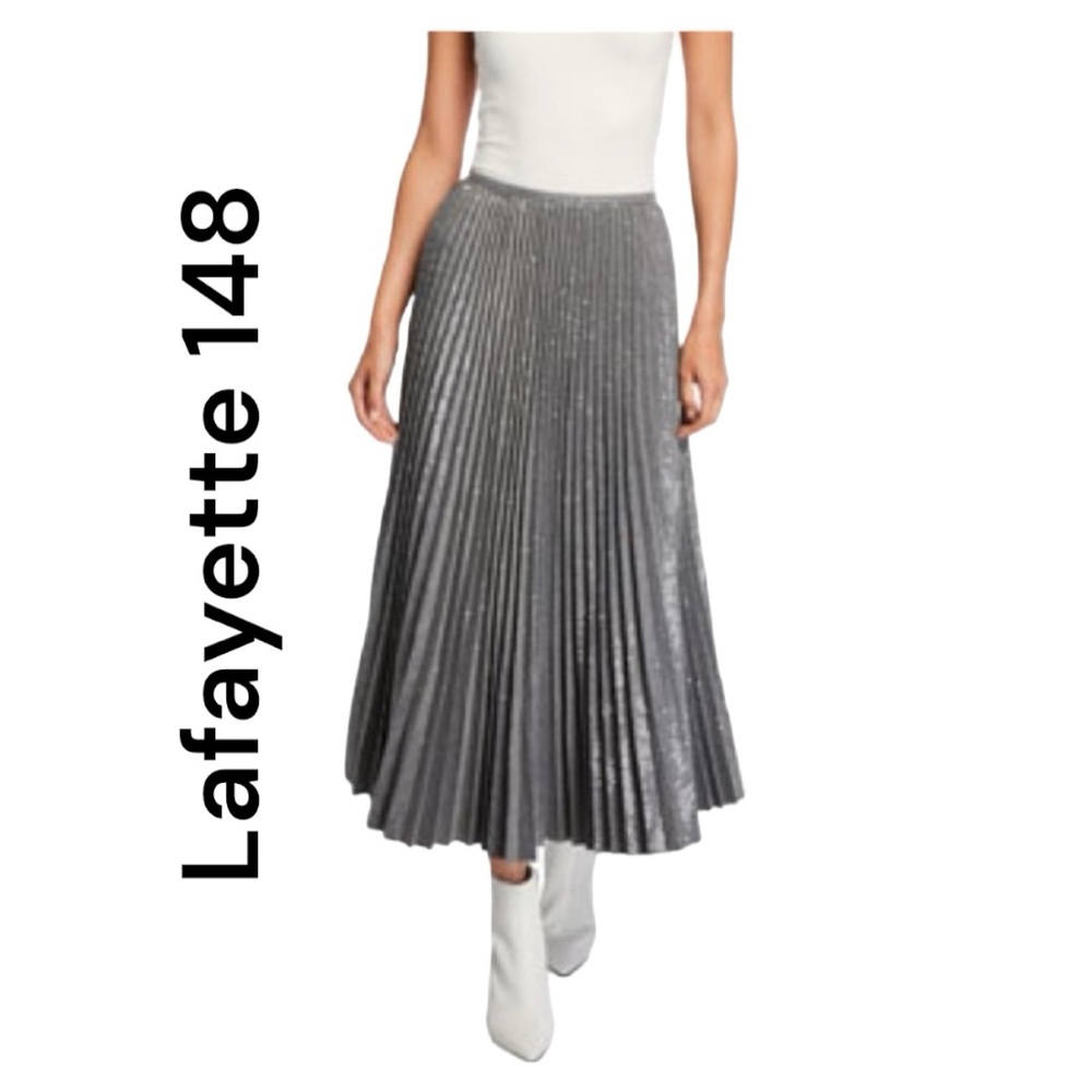 Lafayette 148 New York Gray Pleated Skirt